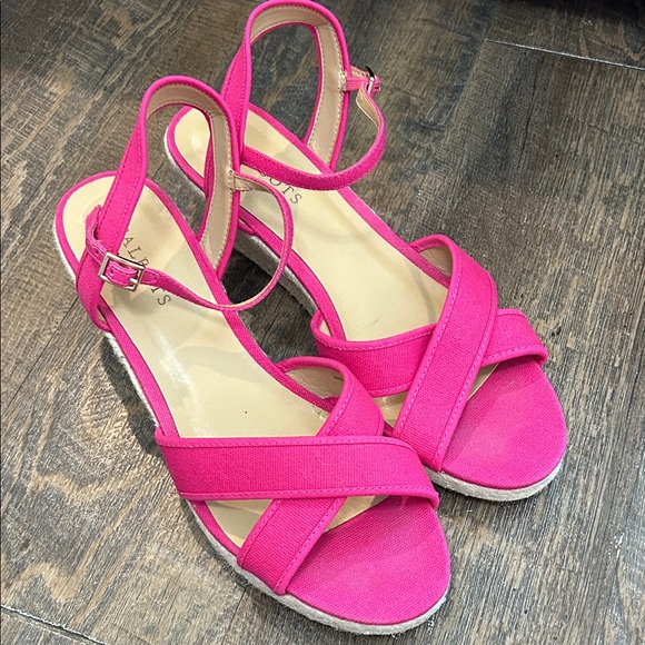 Talbots Shoes - Talbots Lyndsay Crossover Espadrille Pink Wedge Sandals Size 10